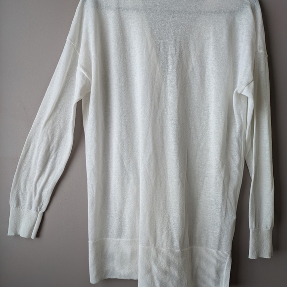 LOFT White Button-Up Cardigan Linen Blend M - Picture 9 of 13